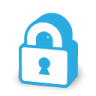 Blue admin settings padlock icon